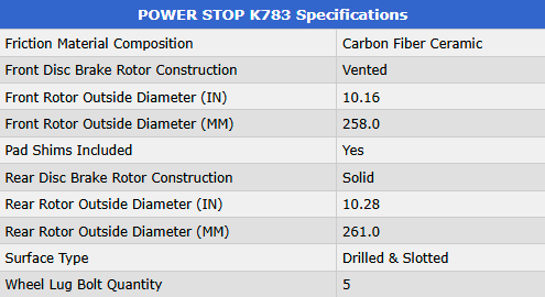 POWER STOP K783 Z23 Evolution Sport; Includes Drilled & Slotted Rotors, Carbon-Fiber Ceramic Pads & Hardware Front And Rear