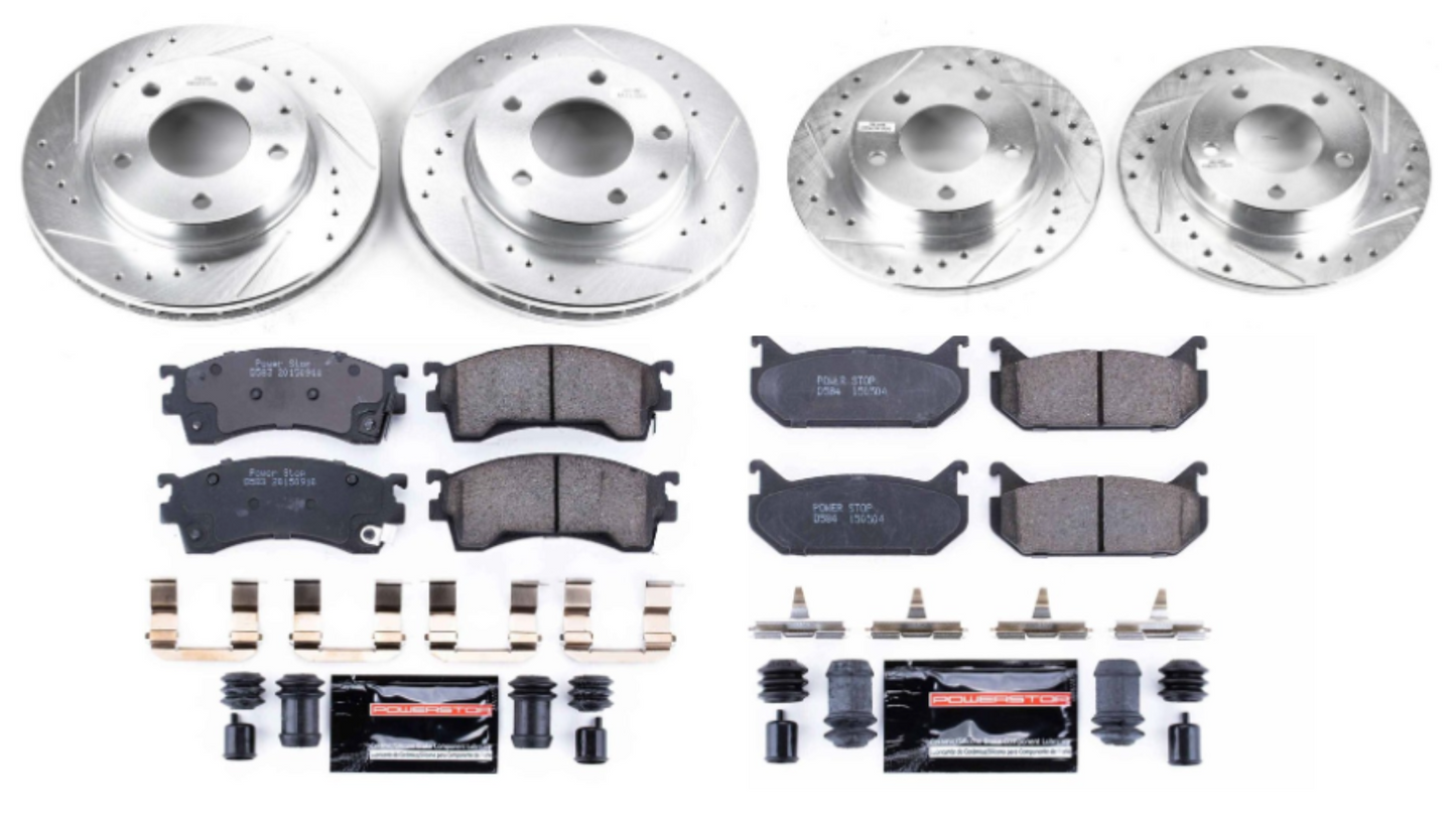 POWER STOP K783 Z23 Evolution Sport; Includes Drilled & Slotted Rotors, Carbon-Fiber Ceramic Pads & Hardware Front And Rear